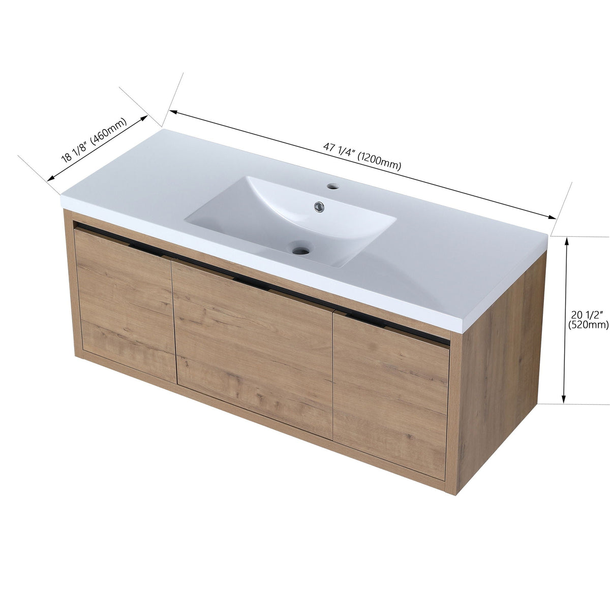 Floating Bathroom Vanity With Resin Sink And Soft Close Doors