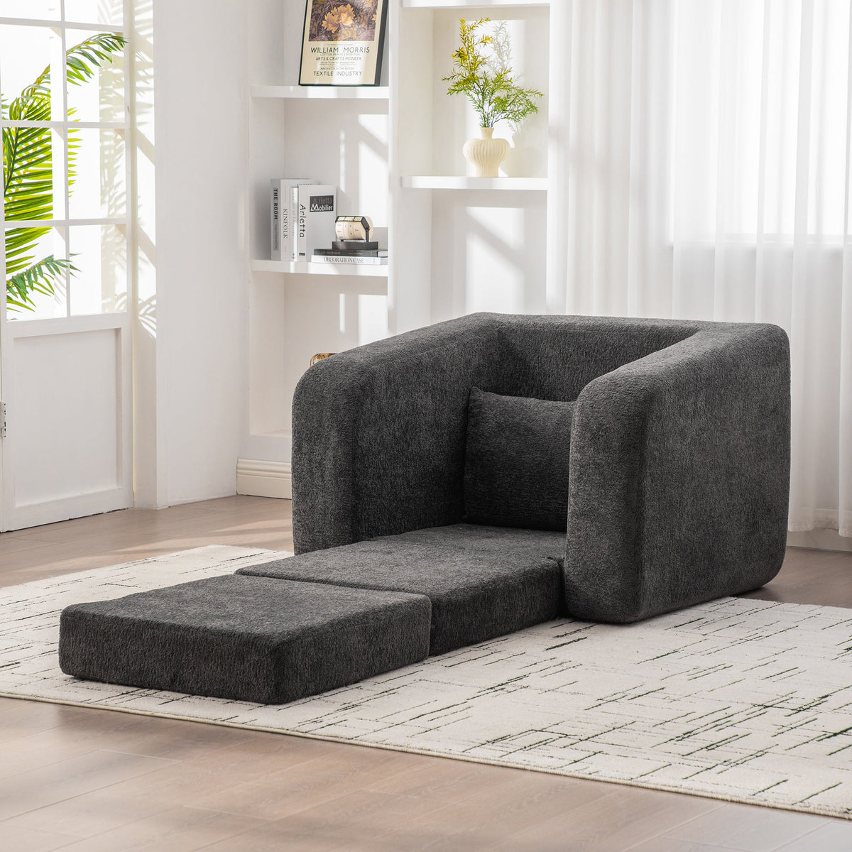 40" Foldable Single Sofa Bed with Armrest & Backrest