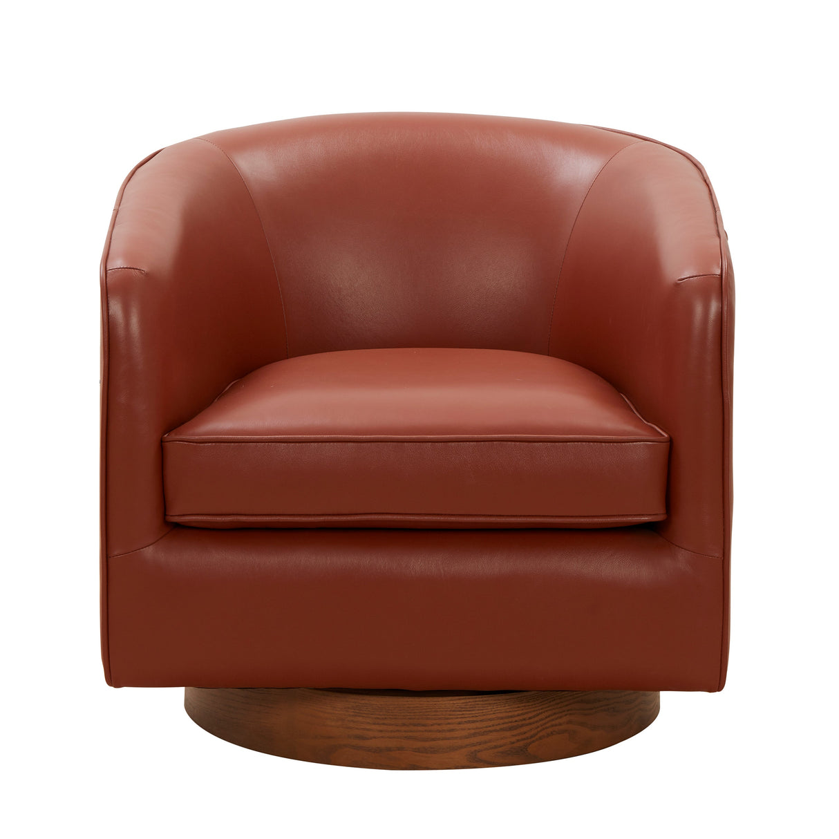 Tessa Caramel Top Grain Leather Swivel Chair with Wood Base