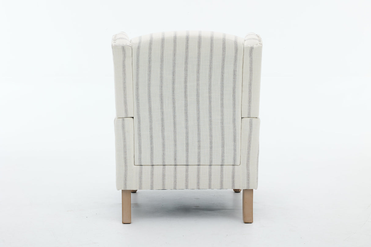 Modern Accent Chair with Retro Wood Legs and Floral Design