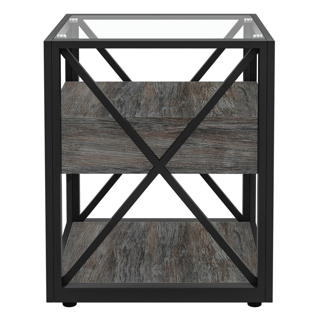 Set of 2 Modern End Tables with Drawer - Nightstand
