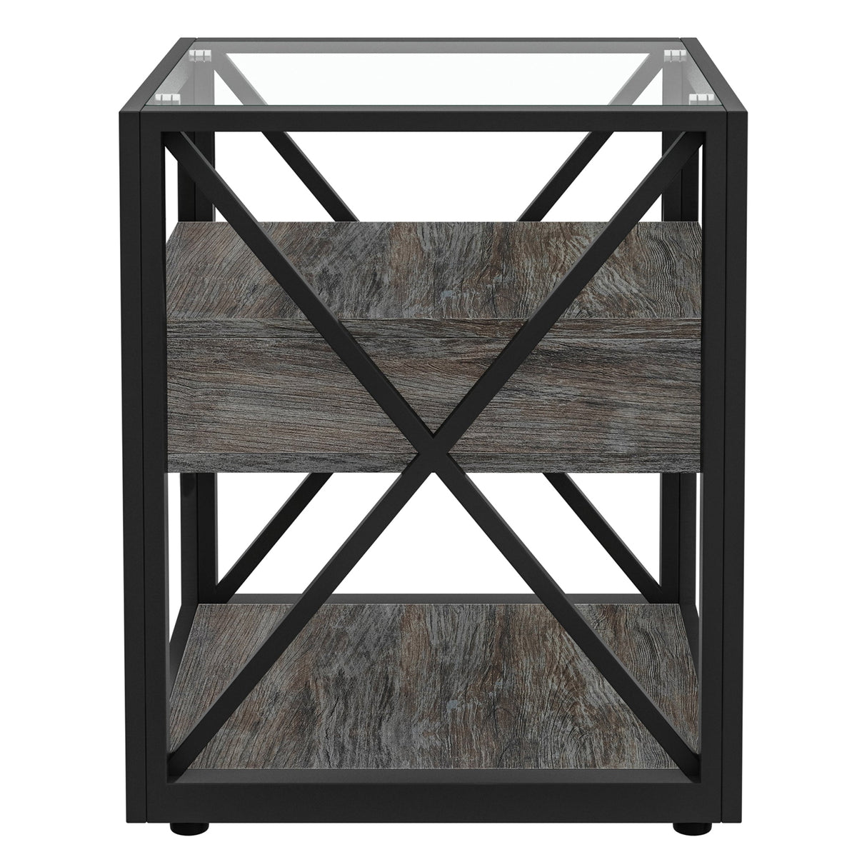 Modern End Tables with Drawer - Set of 2 Nightstands