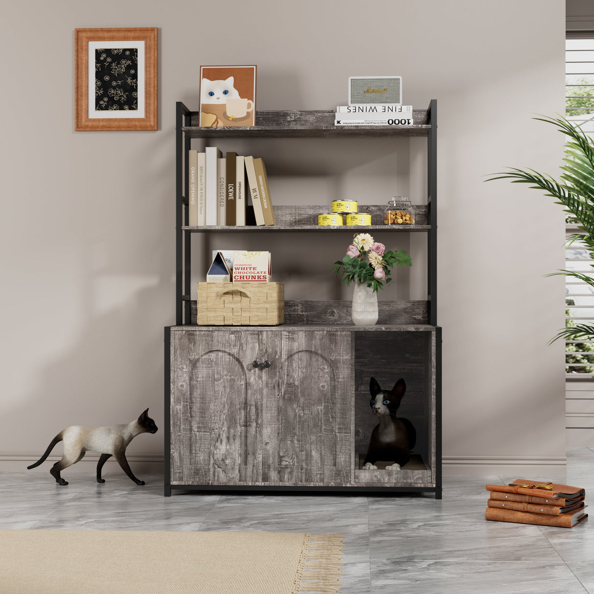 Large Cat Litter Box Enclosure With Shelf Storage