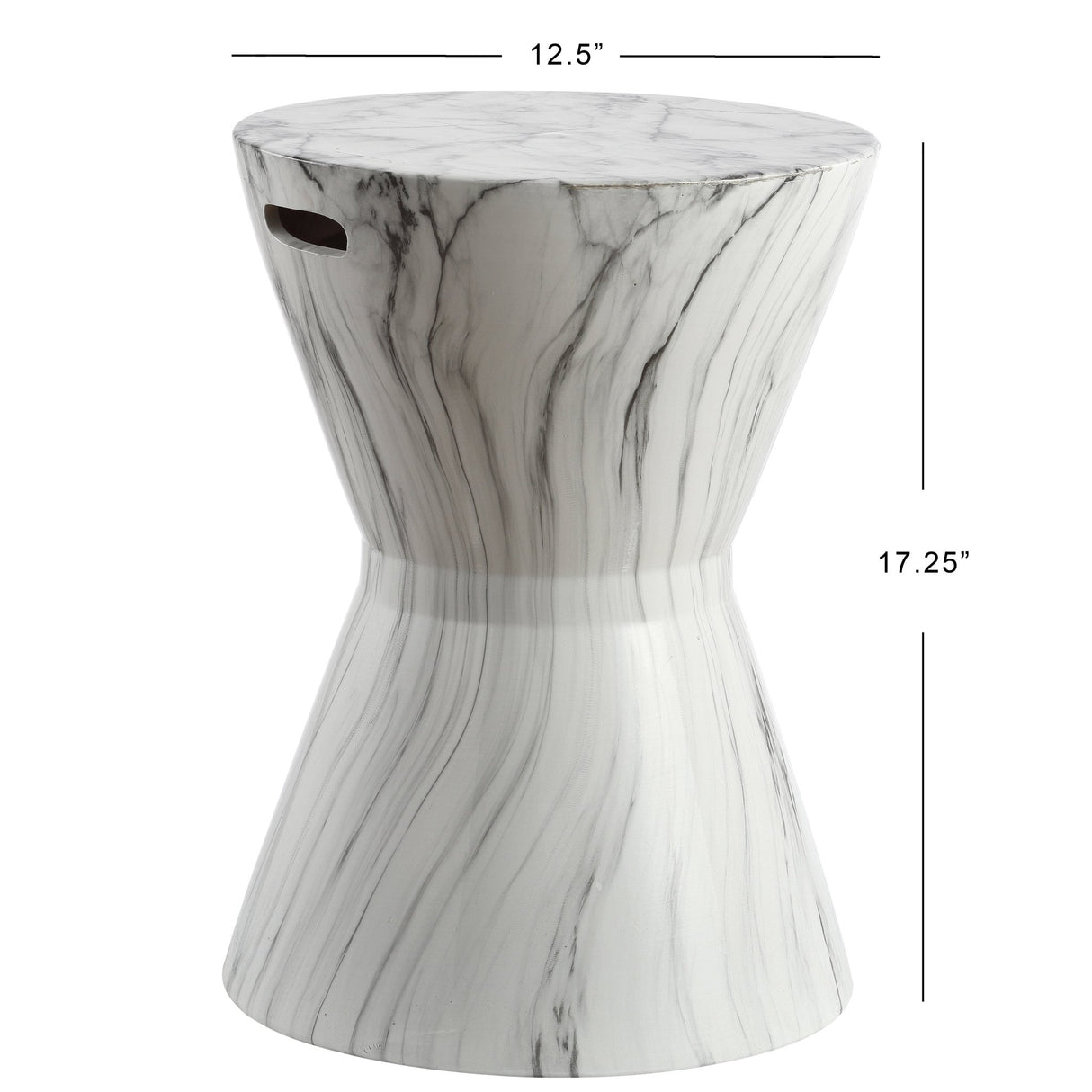 African white marble finish ceramic garden stool - Tuesday Morning - Outdoor Tables