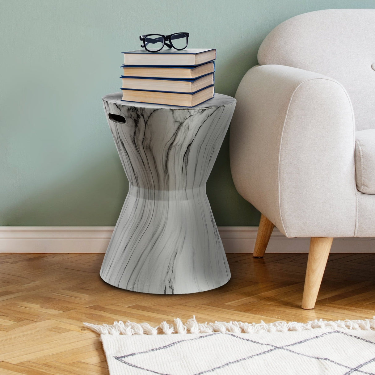 African white marble finish ceramic garden stool - Tuesday Morning - Outdoor Tables