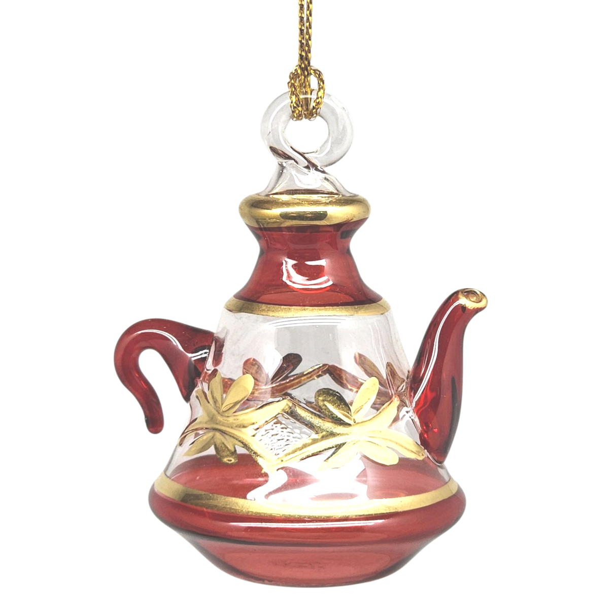 Egyptian Glass Teapot Ornaments - Christmas Red