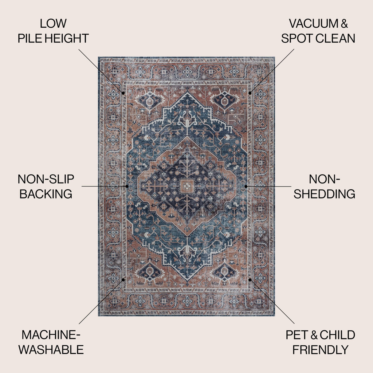Alacati Ogee Medallion Machine - Washable Area Rug - Tuesday Morning - Area Rugs