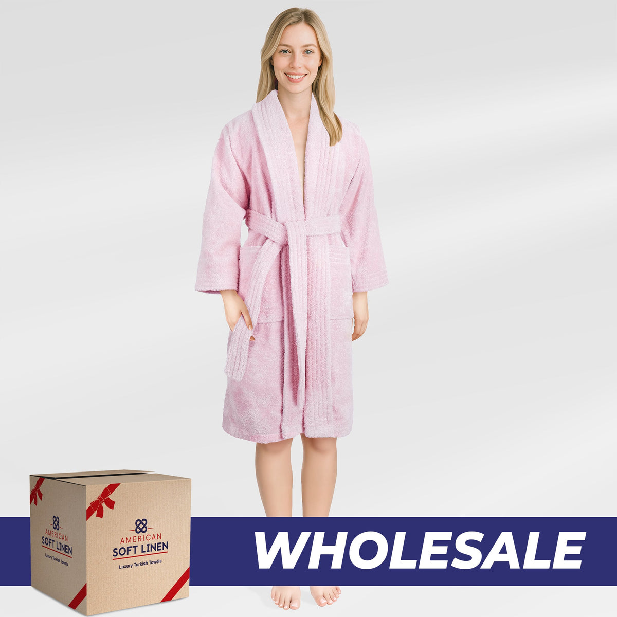 American Soft Linen Luxury Women’s Robe – 100% Cotton, Quick Dry, Turkish Bathrobe for Wholesale