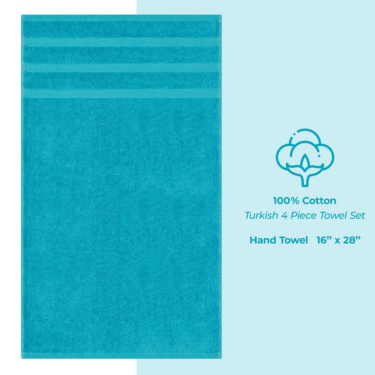 4 Piece 100% Cotton Turkish Towels, Hand Towel Set, Soft, Absorbent, Quick Dry - 28 Set Case Pack