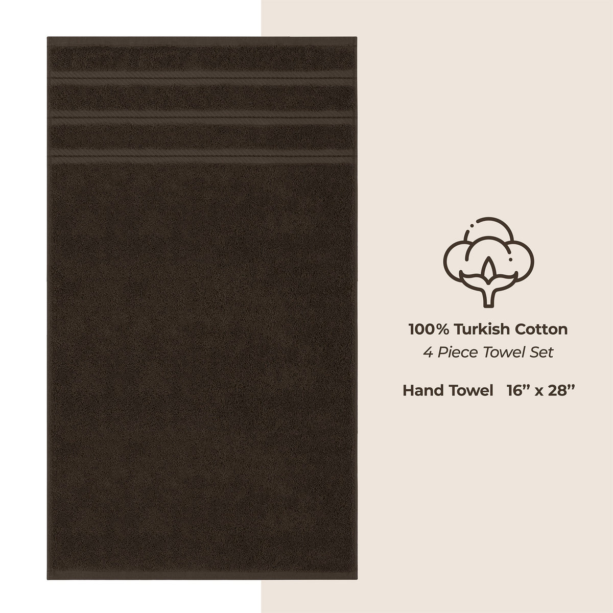 4 Piece 100% Cotton Turkish Towels, Hand Towel Set, Soft, Absorbent, Quick Dry - 28 Set Case Pack