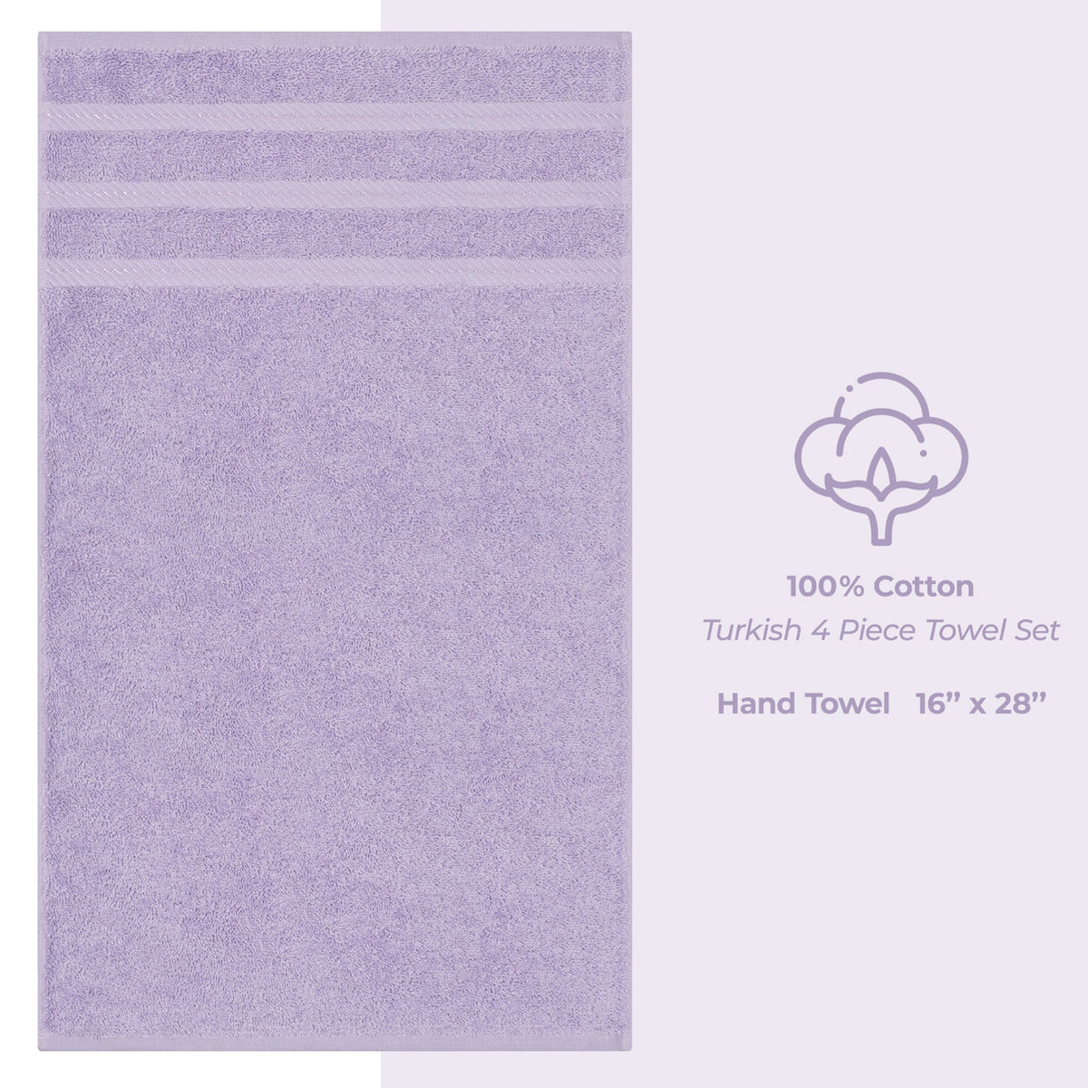 4 Piece 100% Cotton Turkish Towels, Hand Towel Set, Soft, Absorbent, Quick Dry - 28 Set Case Pack