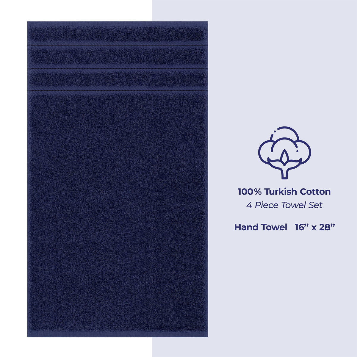 4 Piece 100% Cotton Turkish Towels, Hand Towel Set, Soft, Absorbent, Quick Dry - 28 Set Case Pack