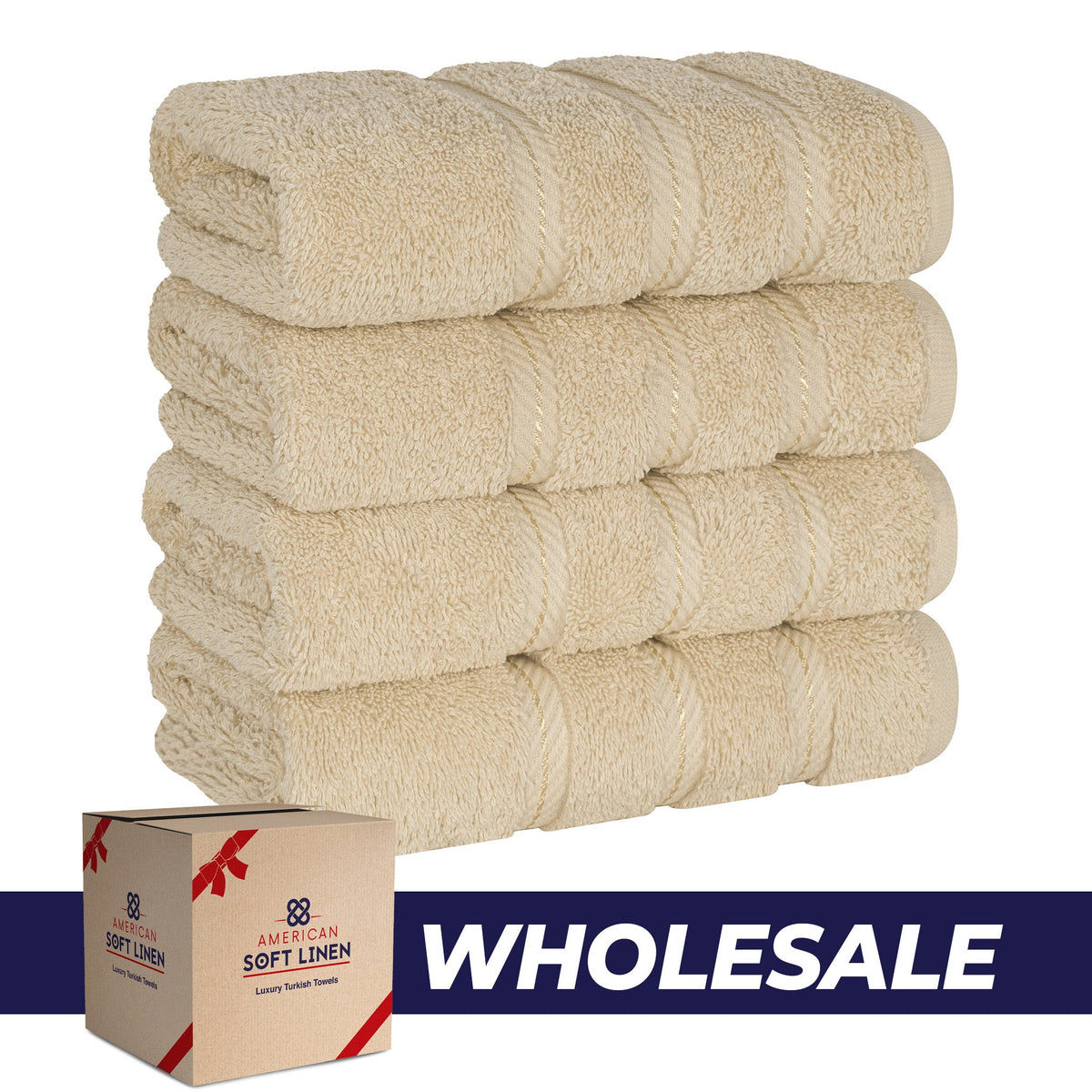 4 Piece 100% Cotton Turkish Towels, Hand Towel Set, Soft, Absorbent, Quick Dry - 28 Set Case Pack