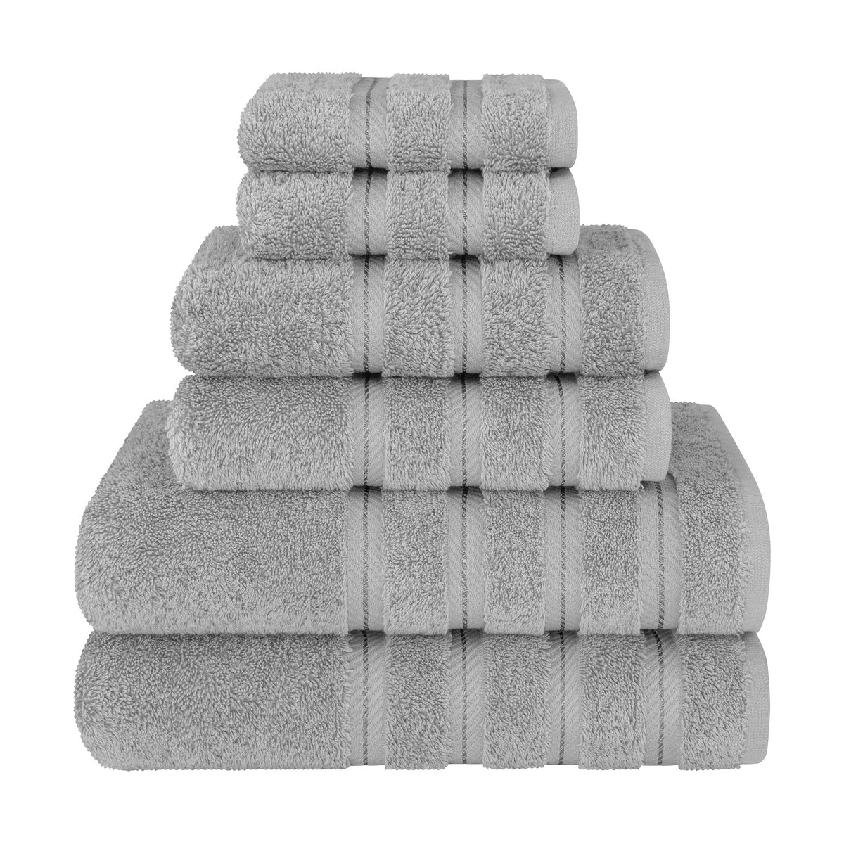 6 Piece 100% Cotton Turkish Bulk Bath Towels - Wholesale Premium Towel Sets - 10 Set Case Pack