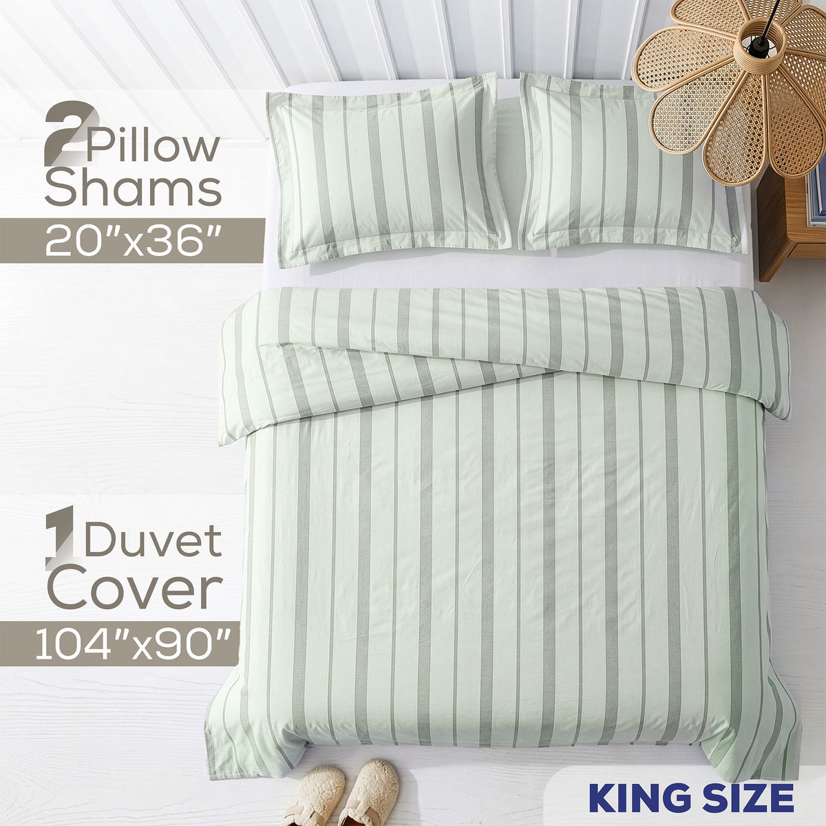 Wholesale 100% Washed Cotton Percale Duvet Cover Set – 200TC Yarn-Dyed Striped Hotel Bedding Set