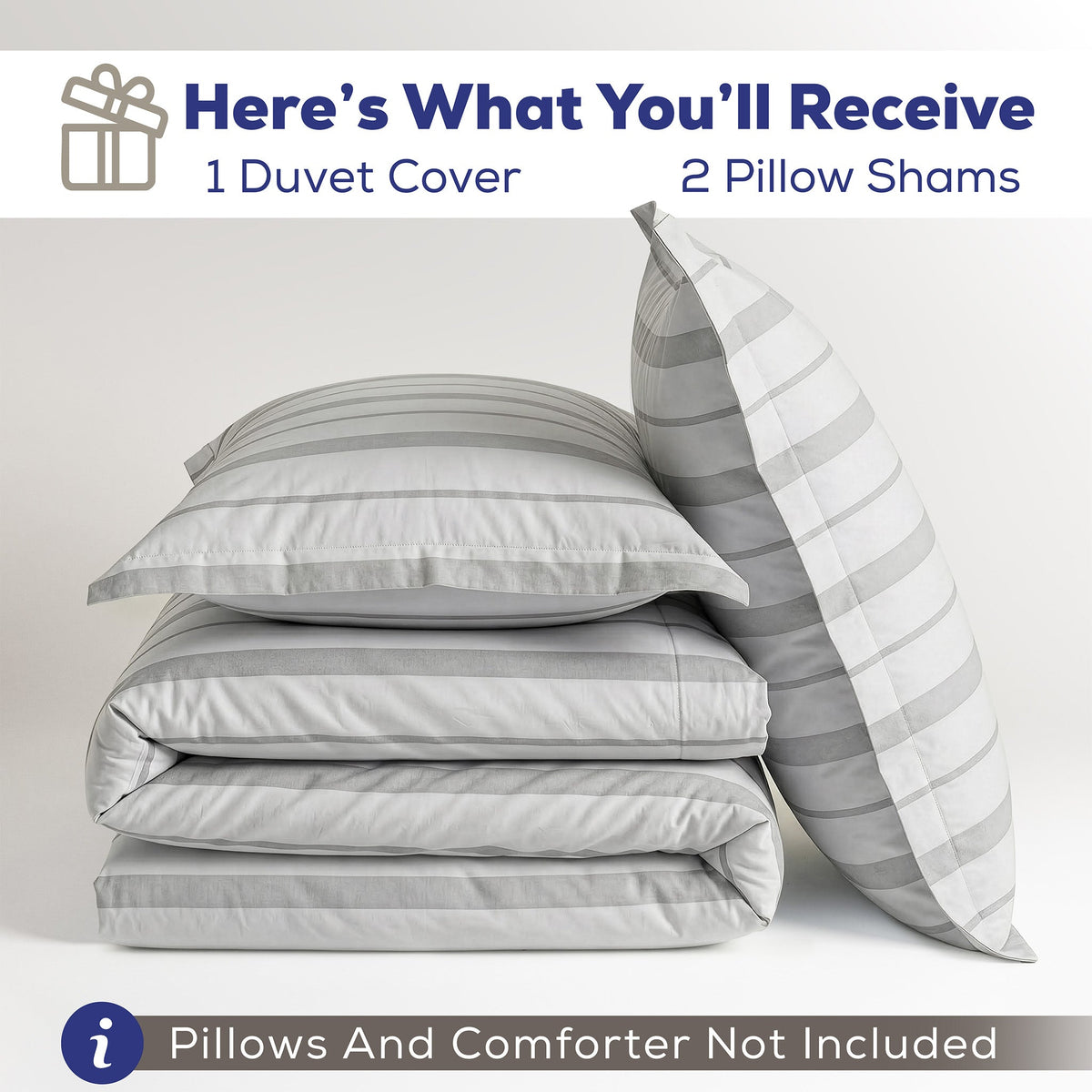 Wholesale 100% Washed Cotton Percale Duvet Cover Set – 200TC Yarn-Dyed Striped Hotel Bedding Set