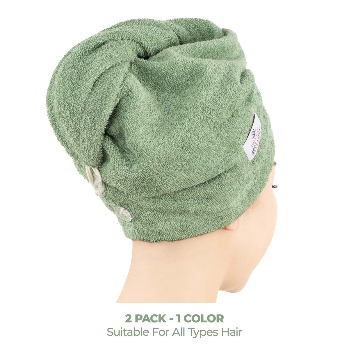 American Soft Linen 100% Cotton Hair Drying Towels for Women, 2 Pack Head Towel Cap - 75 Set Case Pack