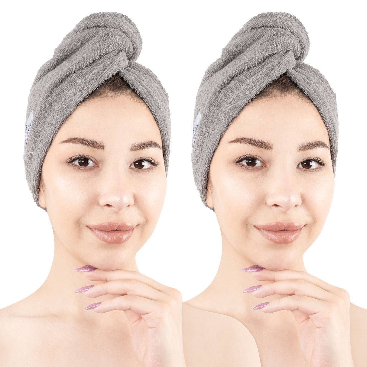 American Soft Linen 100% Cotton Hair Drying Towels for Women, 2 Pack Head Towel Cap