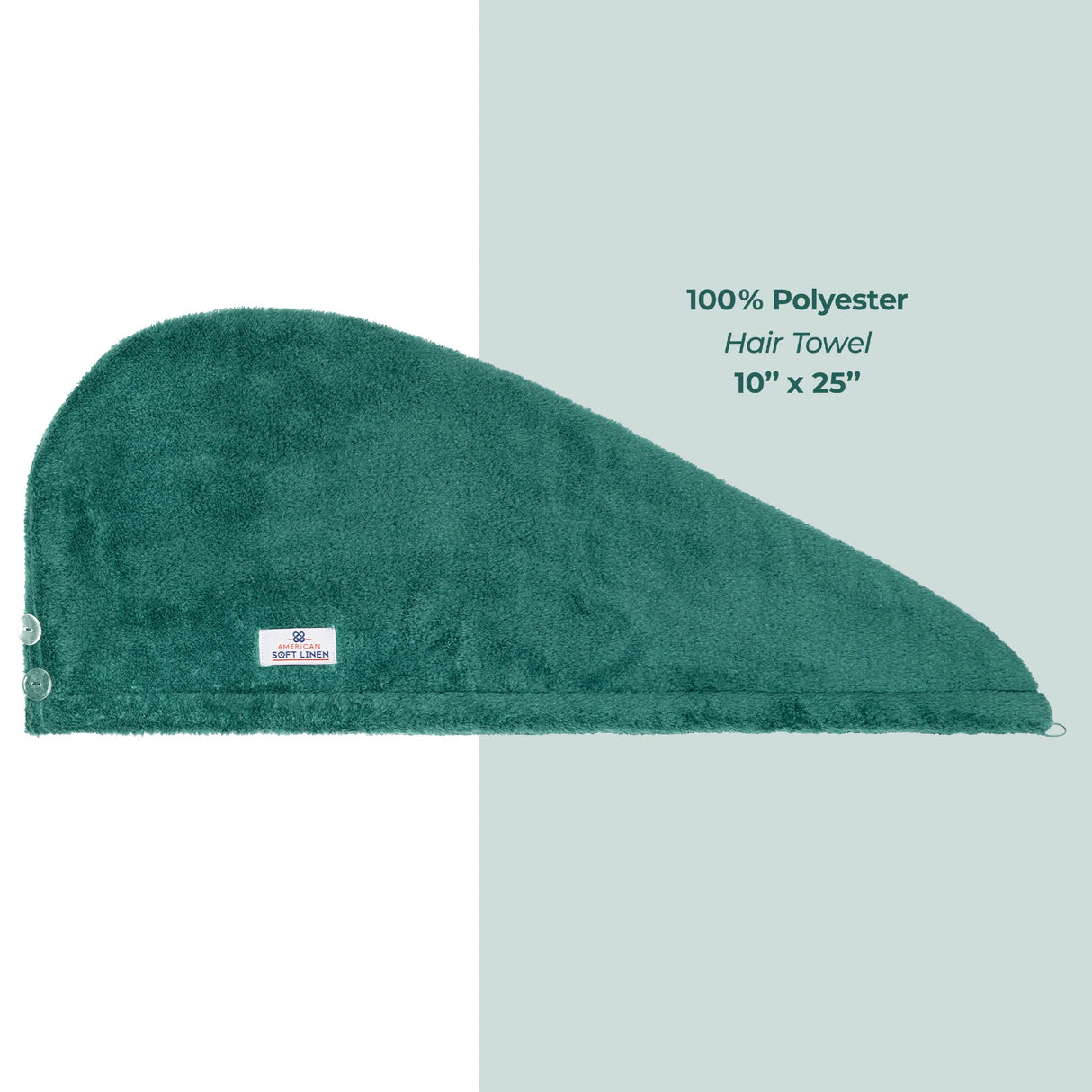 American Soft Linen Extremely Soft, Super Absorbent and Fast Drying Hair Towel with 2 buttons