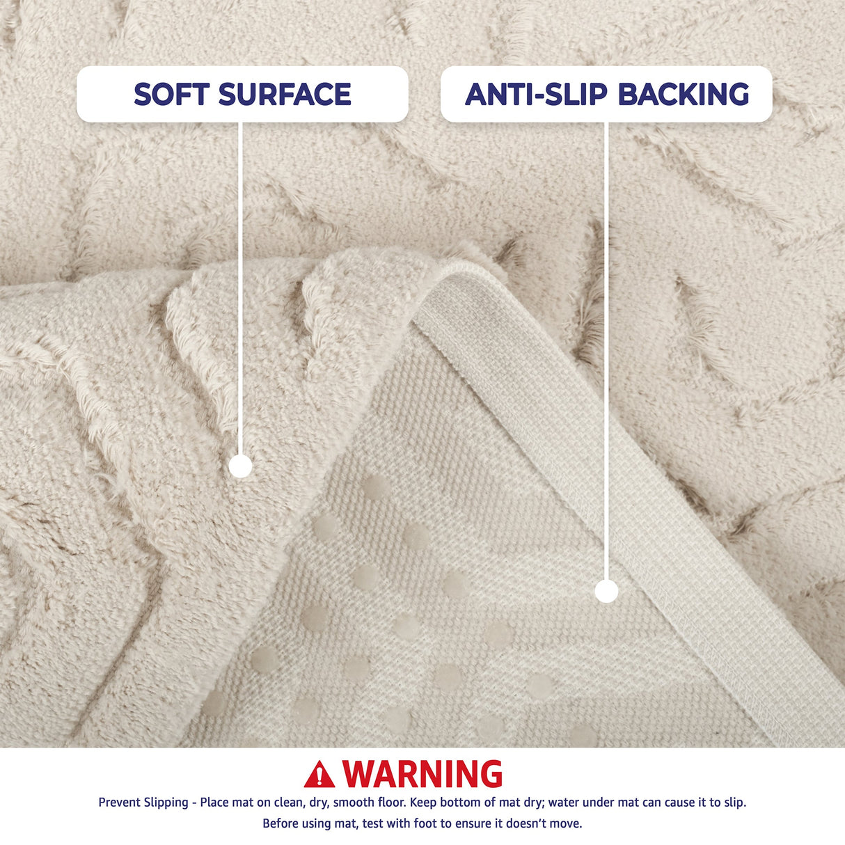 American Soft Linen Meja Bath Rug – 21x34" Decorative Premium Cotton Rug - Bath Mats for Bathroom