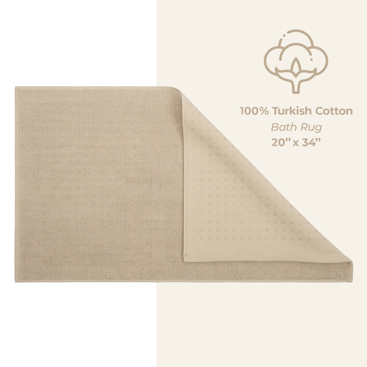 American Soft Linen 100% Cotton Bath Mat Rugs, 20x34 inches with Silicone Backing, Soft Absorbent Grip-Enhanced Bath Mats for Bathroom - 35 Set Case Pack