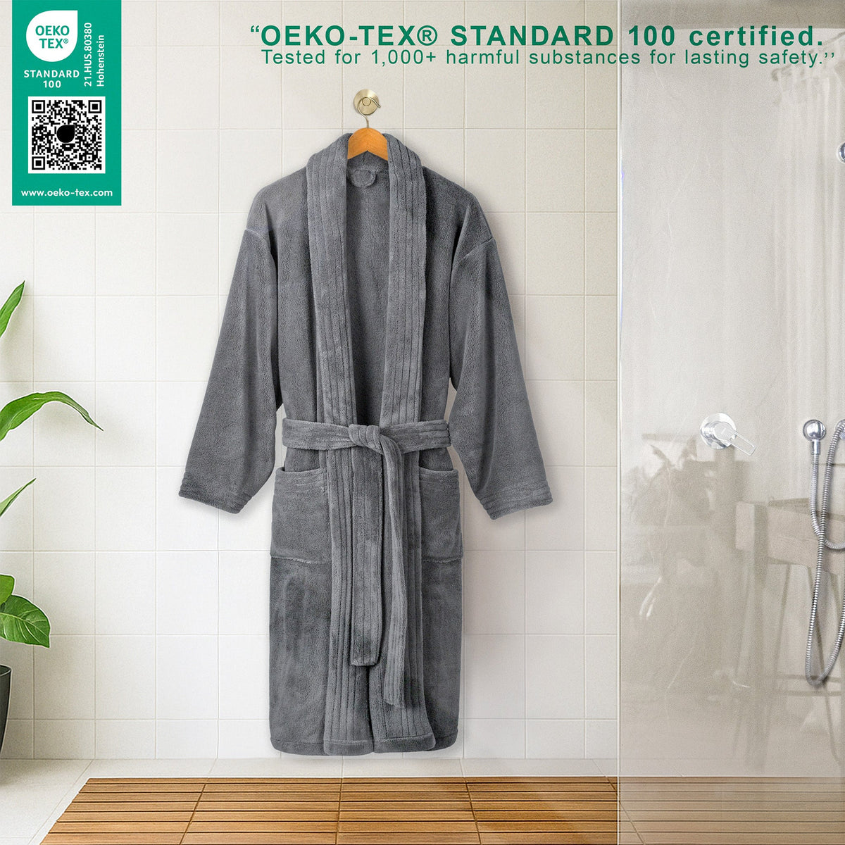American Soft Linen Luxury Men’s Fleece Bathrobe – Ultra Soft, Warm & Lightweight Plush Robe