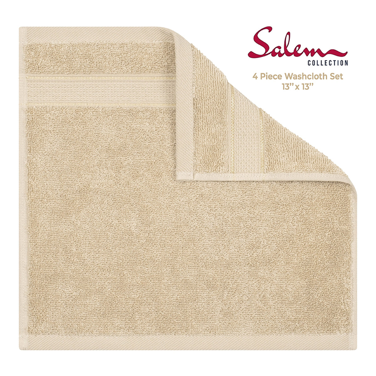 American Soft Linen 100% Cotton, Luxury, Salem 4 Piece Washcloth Set - 60 Set Case Pack