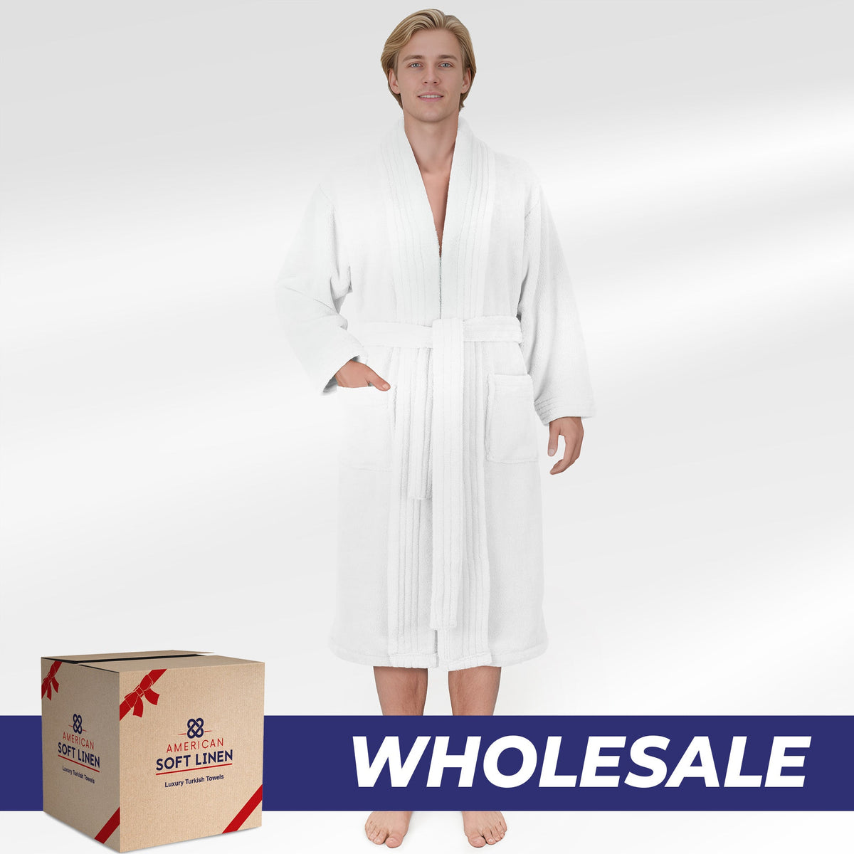 American Soft Linen Luxury Men’s Fleece Bathrobe – Ultra Soft, Warm & Lightweight Plush Robe Wholesale