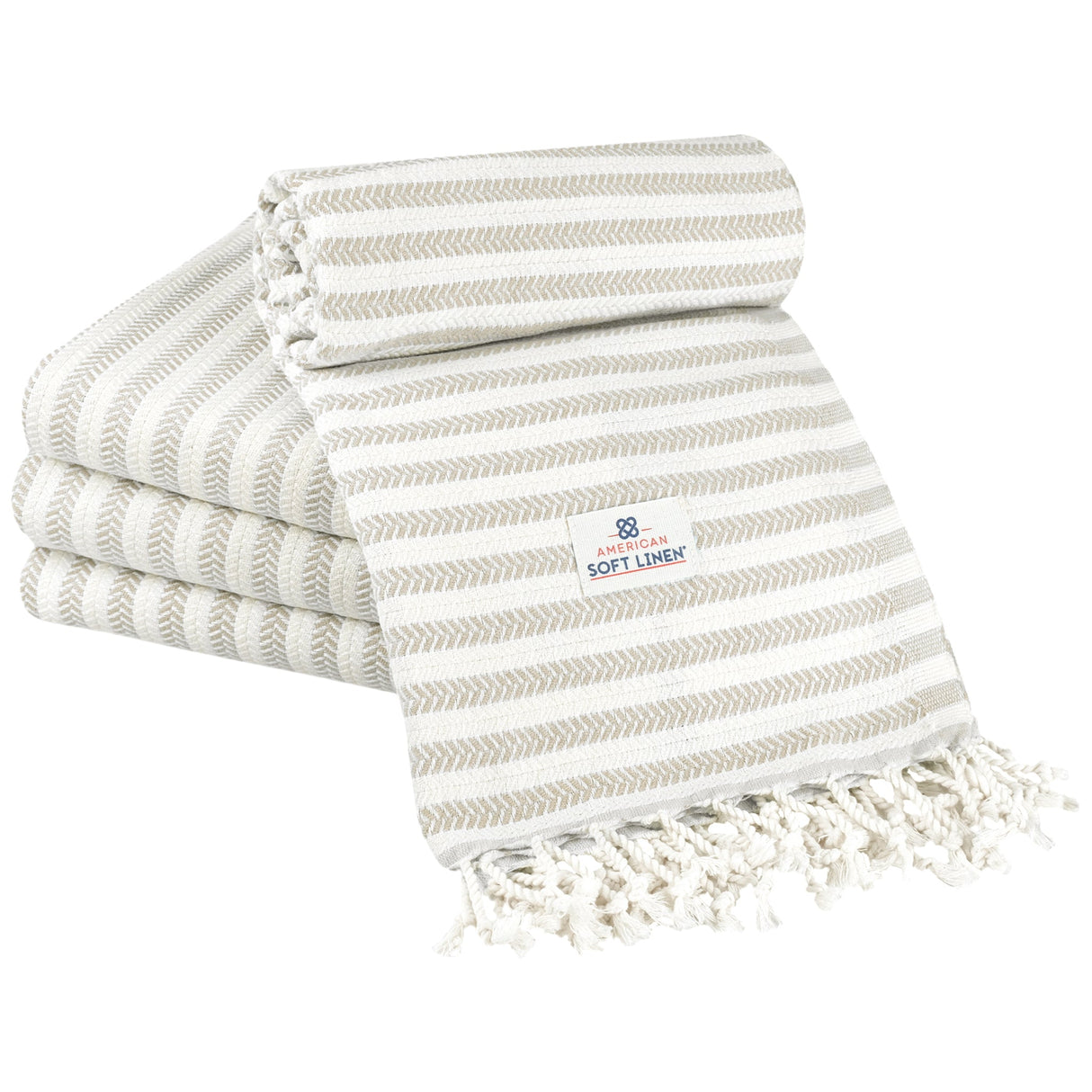 American Soft Linen Turkish Peshtemal Beach Towels, Cotton 4 Pack, 40" x 70" Size, Swim Towels for Beach and Pool Towels