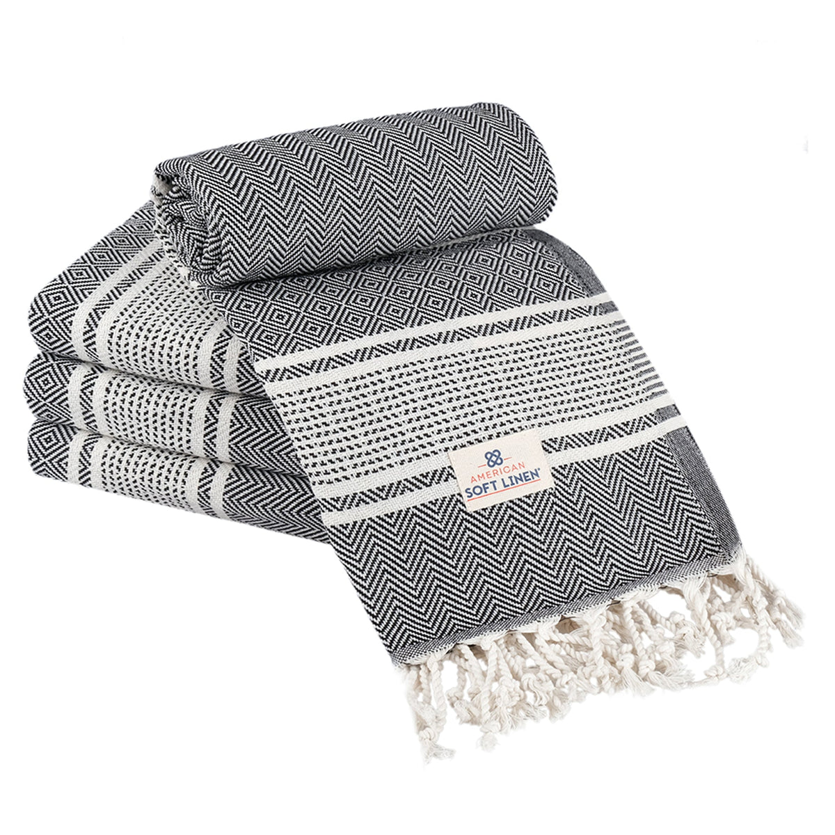 American Soft Linen Turkish Peshtemal Beach Towels, Cotton 4 Pack, 40" x 70" Size, Swim Towels for Beach and Pool Towels