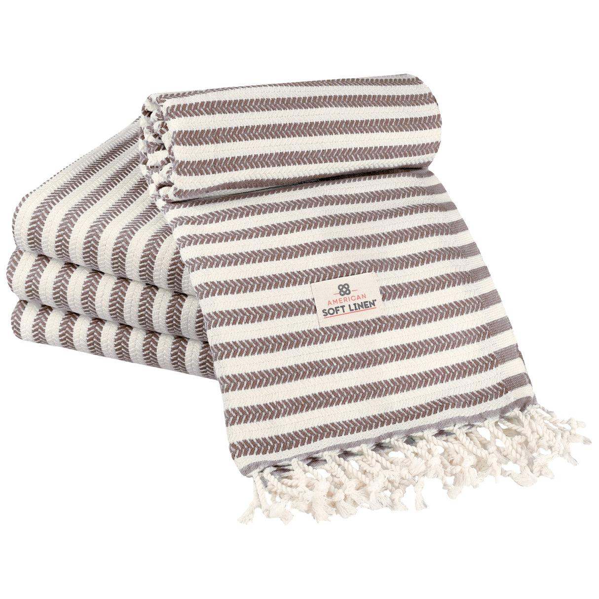 American Soft Linen Turkish Peshtemal Beach Towels, Cotton 4 Pack, 40" x 70" Size, Swim Towels for Beach and Pool Towels