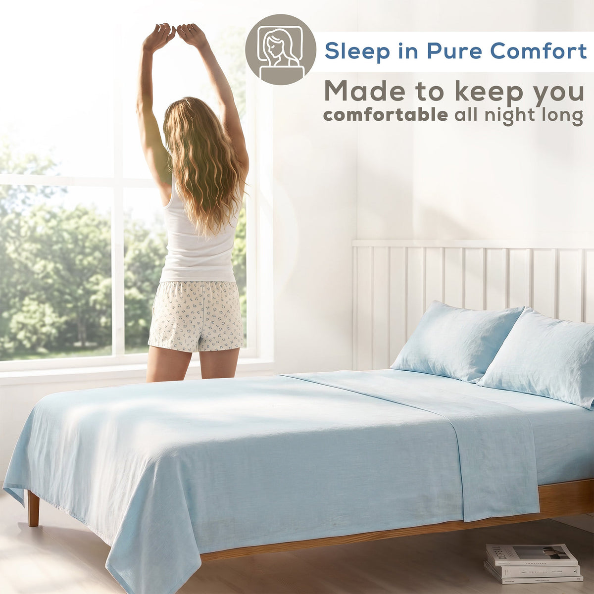 American Soft Linen 100% Washed Cotton Percale Sheet Set – Soft Breathable Bedding with Pillowcases