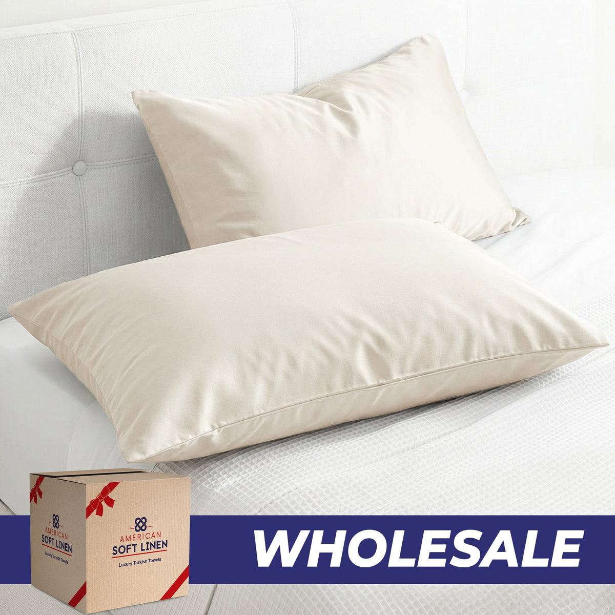 American Soft Linen Wholesale 100% Cotton Sateen Pillowcase Set (2 Pack) – Hotel Quality Bulk Supply