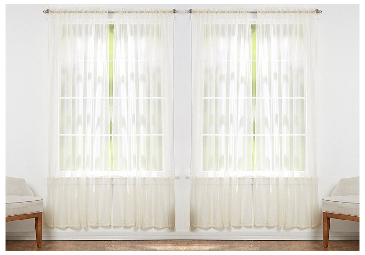 J&V Textiles 4-Pack Value: Solid Sheer Window Curtain Panels