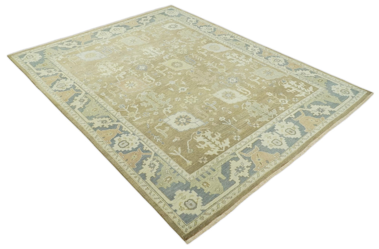 Antique Gray and Beige Hand Knotted Traditional Oushak Wool Rug