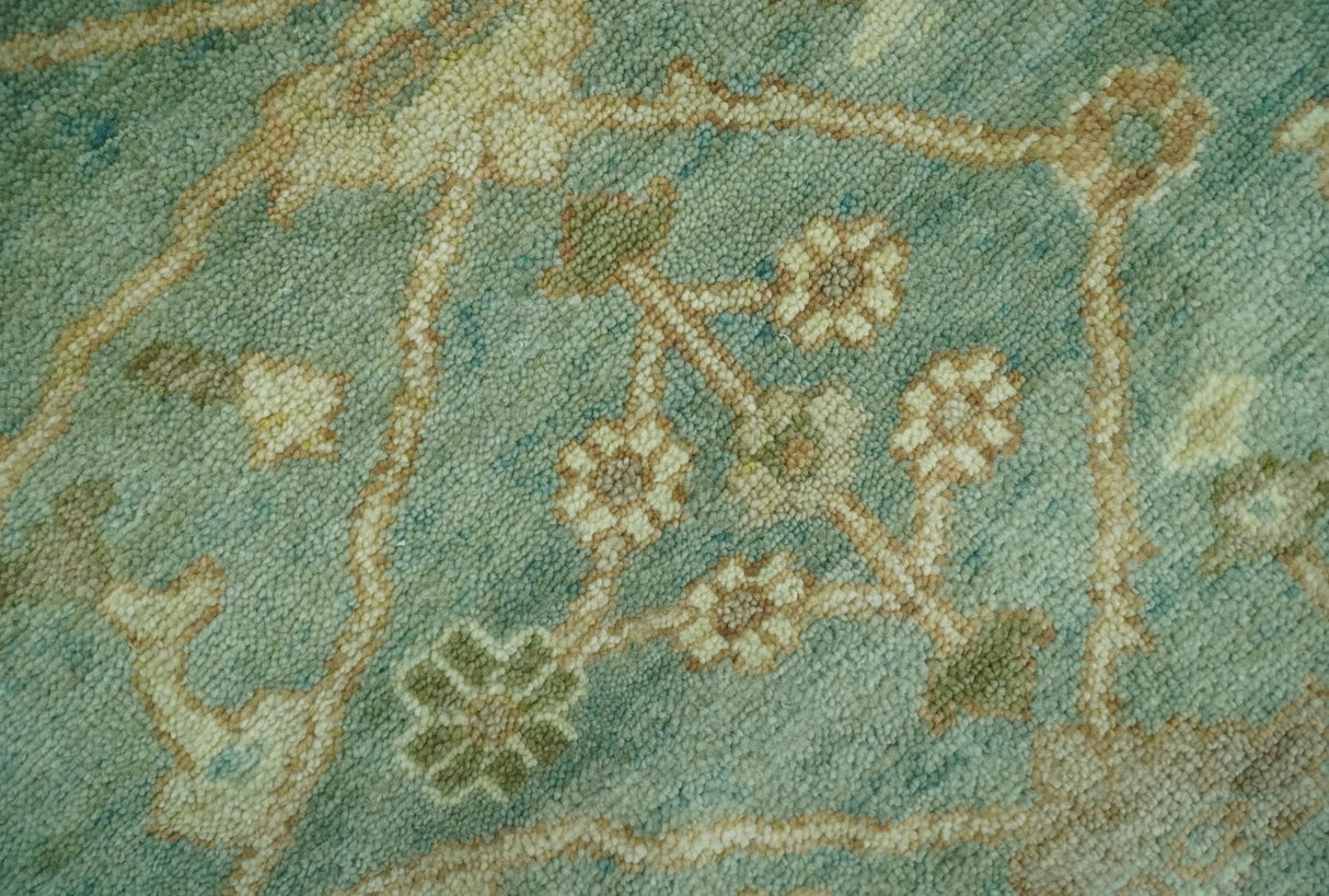 Antique design 8x10 Green and Beige Traditional Oriental Oushak wool area rug