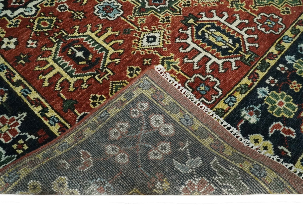 Antique Hand Knotted Rust and Black Traditional Persian Custom Made Wool Area Rug