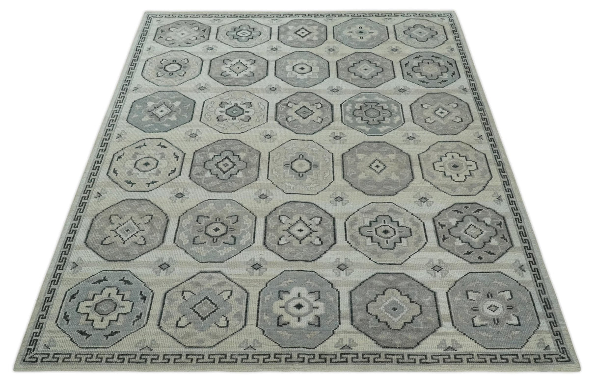 Custom Made Hand Knotted Turkish Beige and Gray Area Wool Rug