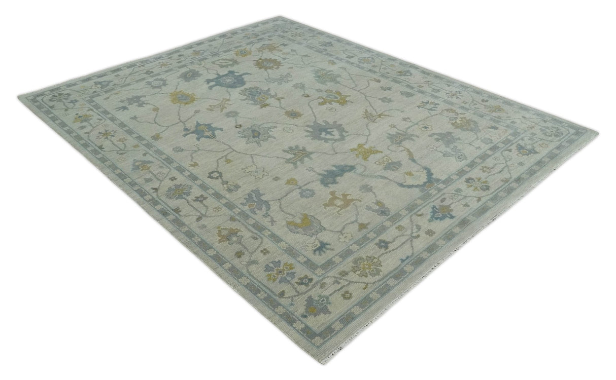 Antique Silver Hand knotted Traditional Multi Size Oushak Wool area Rug