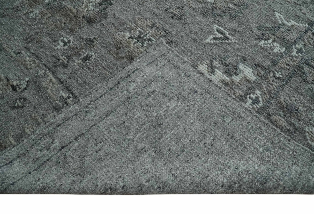 Antique Style Charcoal and Ivory Hand knotted 8.6x9.10 Oushak Design wool area rug