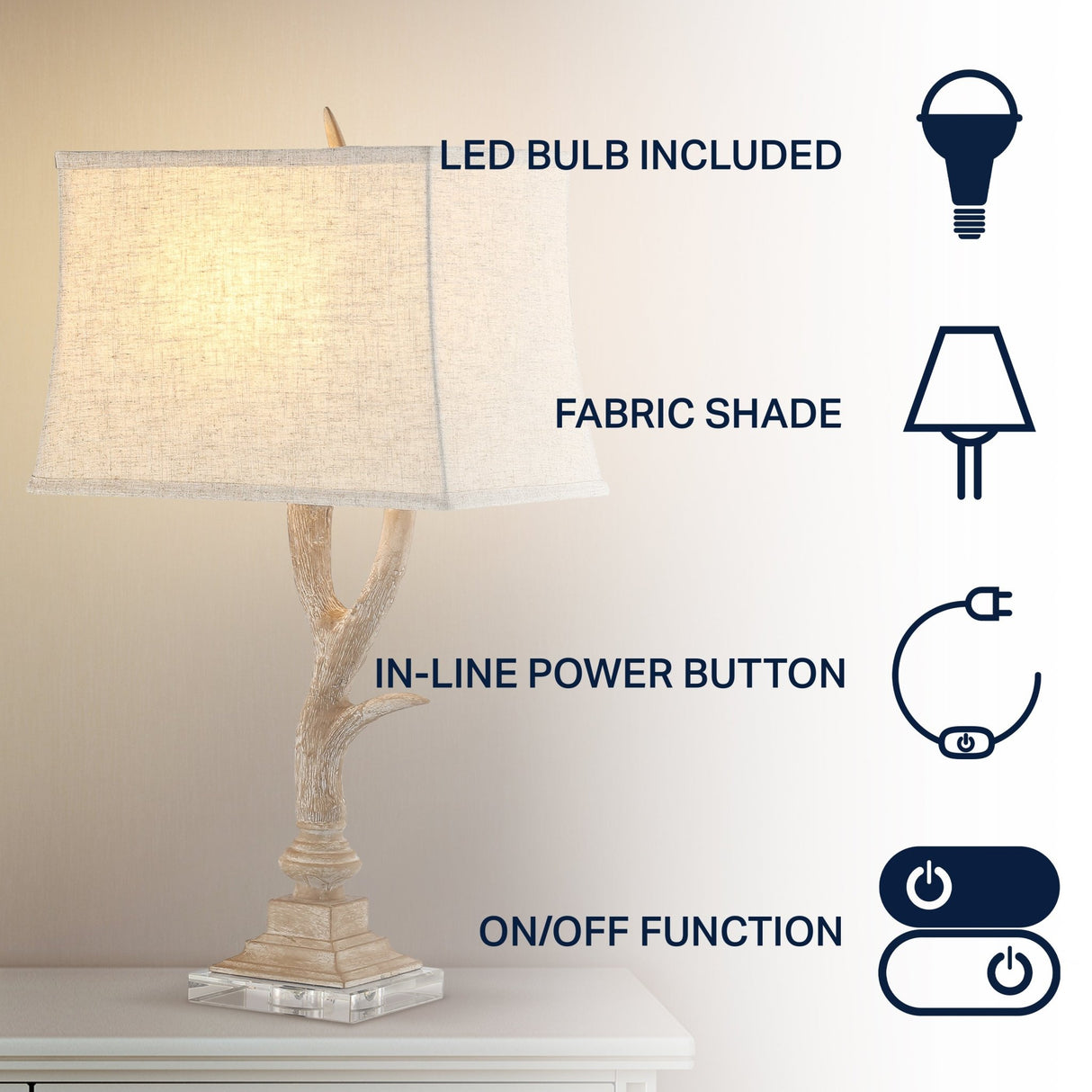 Antler rustic resin/crystal led table lamp - Tuesday Morning - Table Lamps