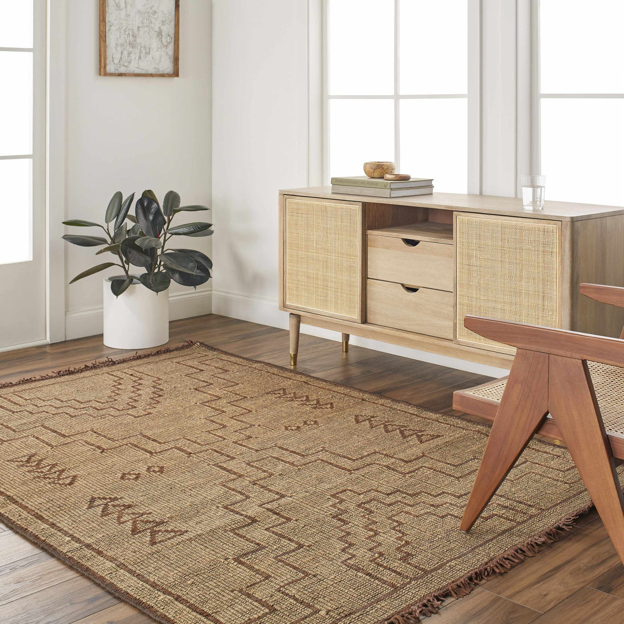 Aoko Jute & Leather Rug - Clearance