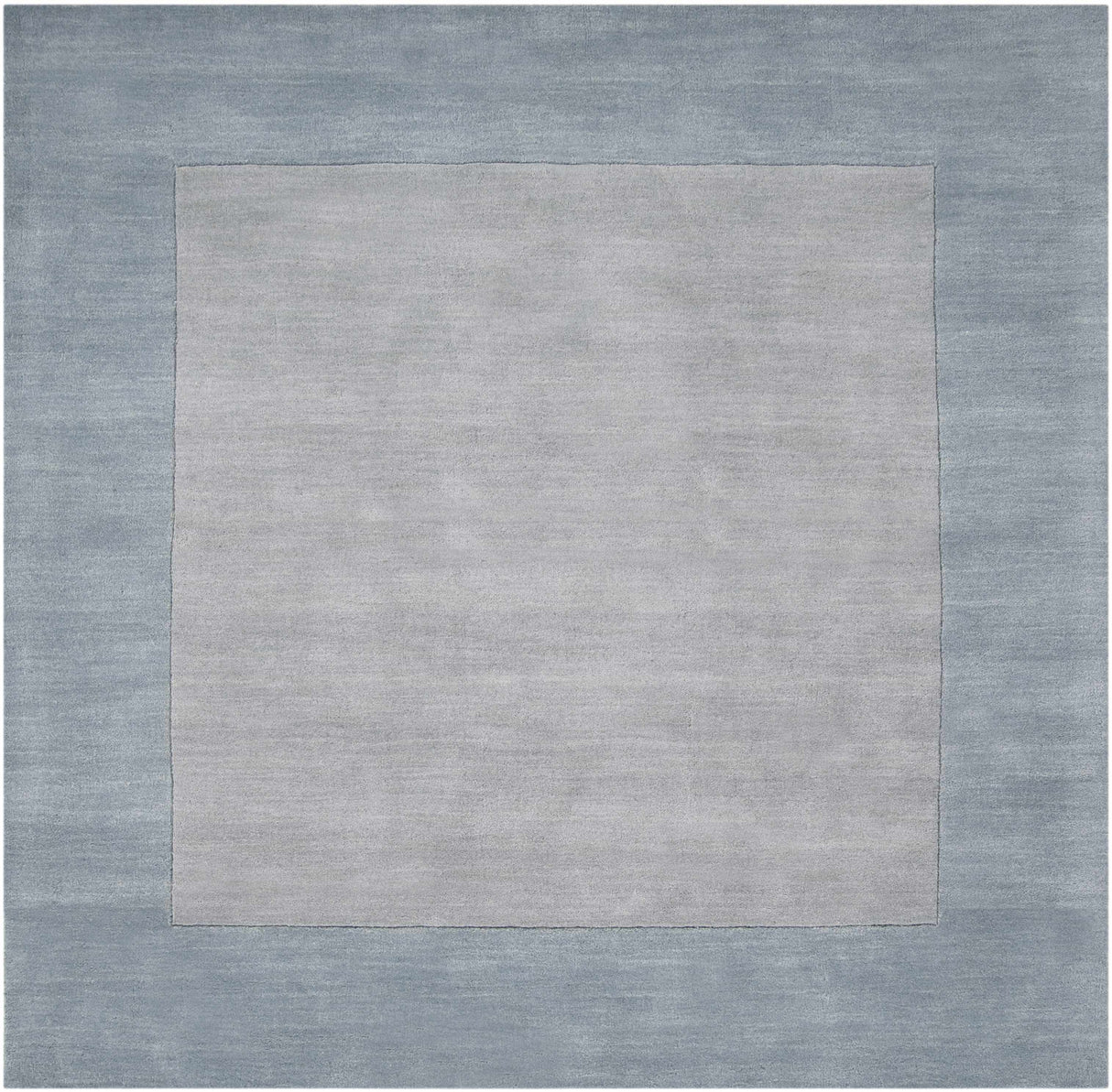 Arkabutla Solid Blue Bordered Wool Rug