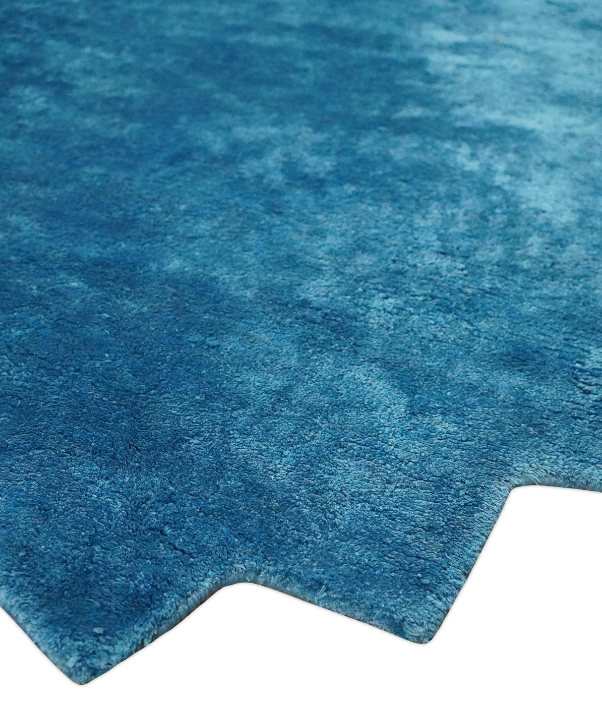 Art Silk 4x4 Round Modern Blue blended Art Silk Rug entryway, bedside rug
