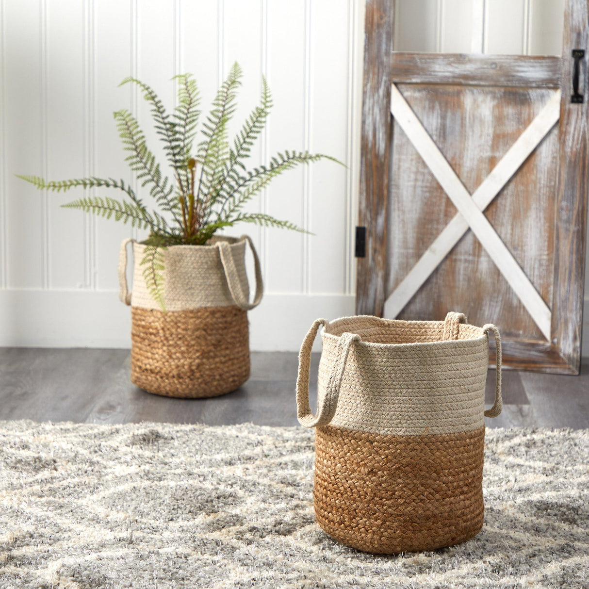 12.5” Handmade Natural Jute and Cotton Planter