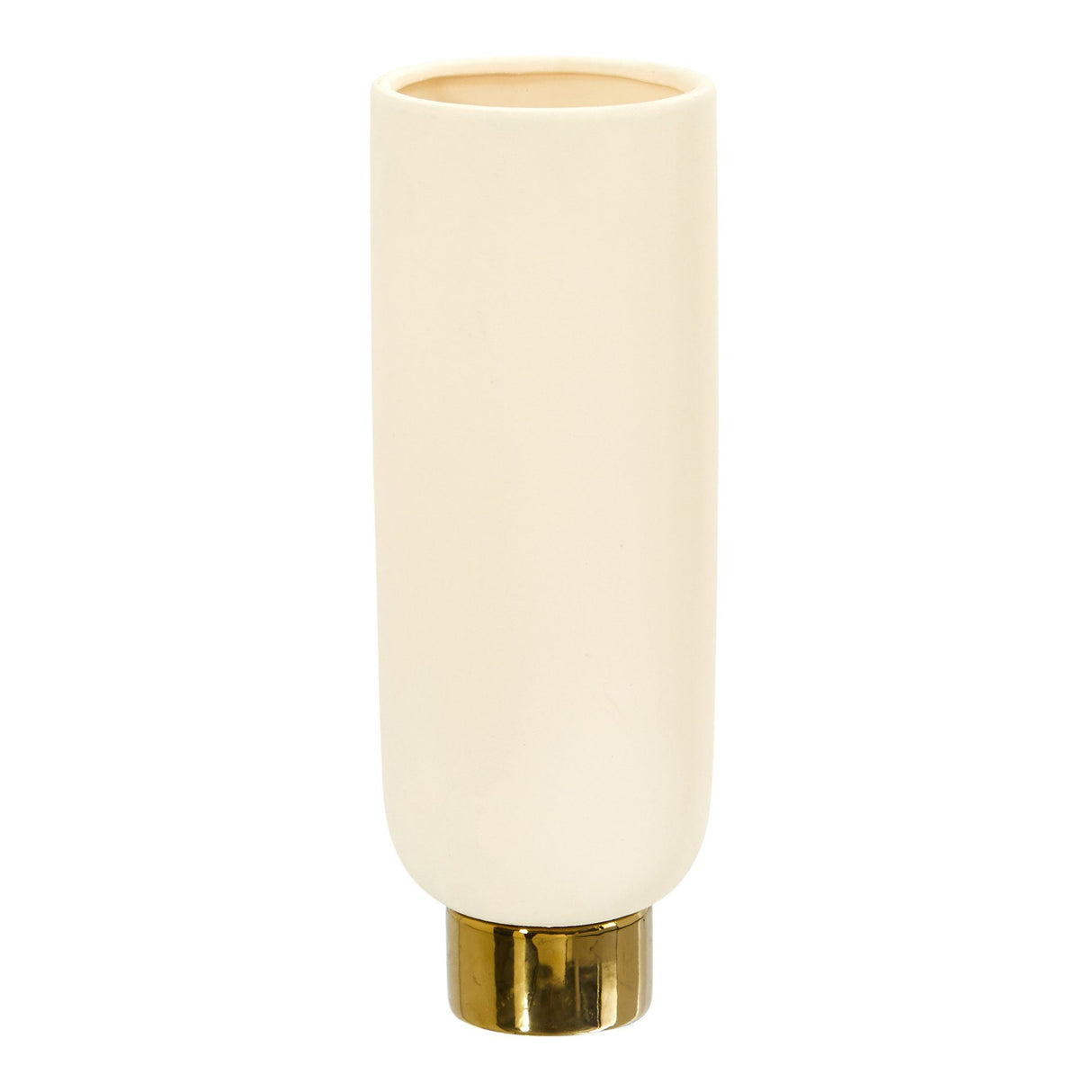 12.75” Elegance Ceramic Cylinder Vase with Gold Accents