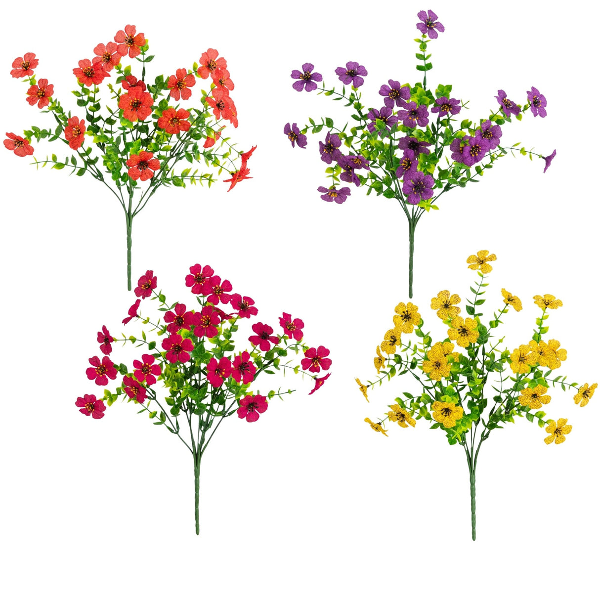 13" UV Daisy Flower Bush Plant (Indoor/Outdoor)- Set of 12