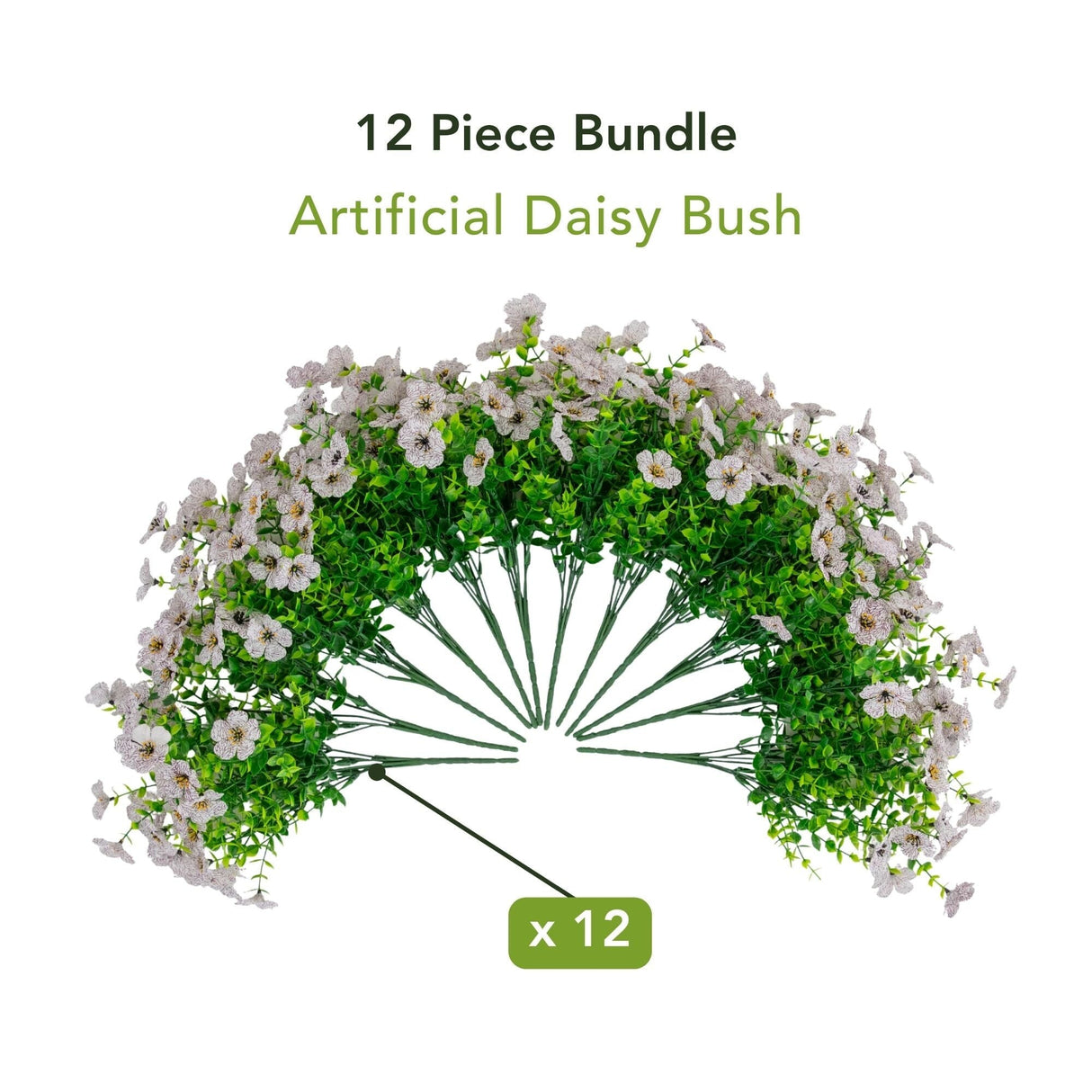 13" UV Daisy Flower Bush Plant (Indoor/Outdoor)- Set of 12