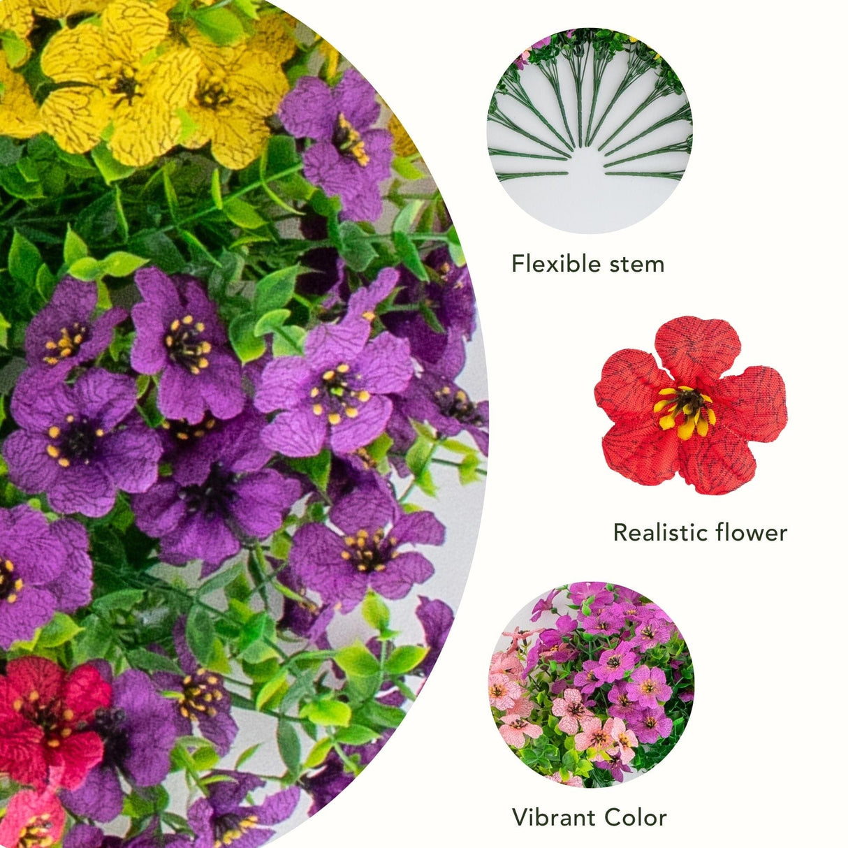 13" UV Daisy Flower Bush Plant (Indoor/Outdoor)- Set of 12