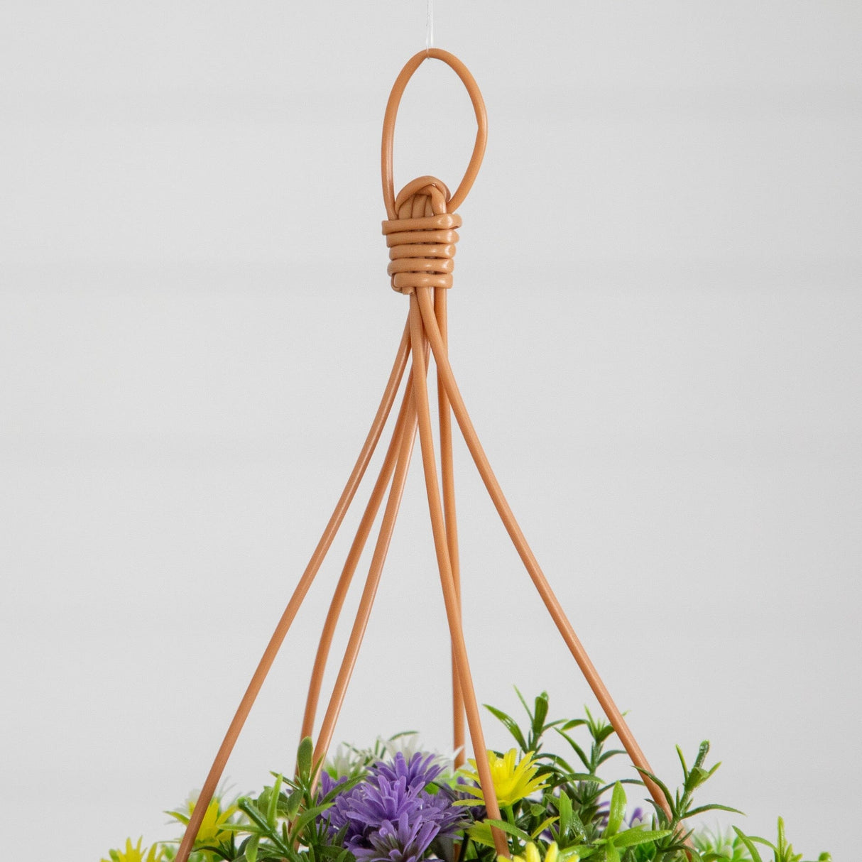 13” UV Resistant Artificial Dandelion and Rosemary in Woven Hanging Basket (Indoor/Outdoor) -Set of 2